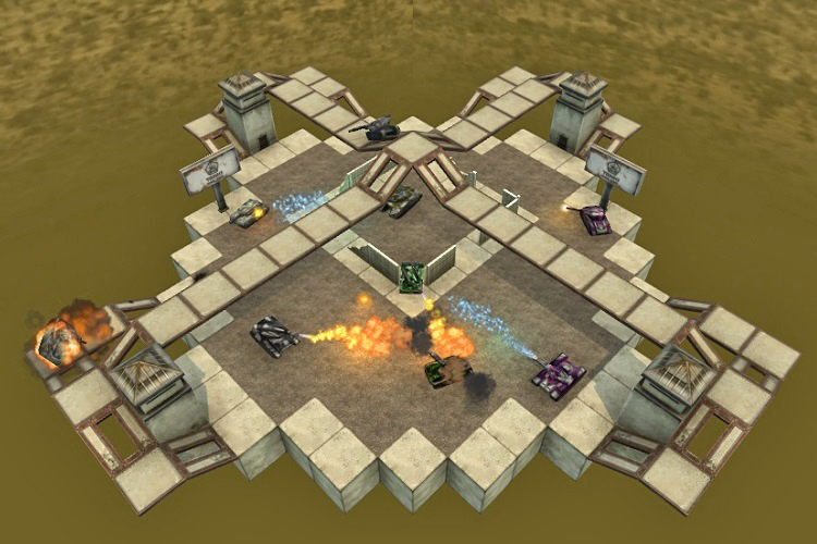 Sandbox map with tanks and gold drop in the open